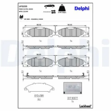 DELPHI fékbetétkészlet, rögzítőfék LP3255 autóalkatrész