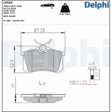 DELPHI fékbetétkészlet, tárcsafék DELPHI LP565 autóalkatrész