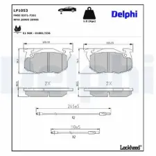 DELPHI fékbetétkészlet, tárcsafék LP1053 fékbetét