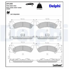DELPHI fékbetétkészlet, tárcsafék LP1183 autóalkatrész