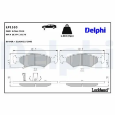 DELPHI fékbetétkészlet, tárcsafék LP1630 autóalkatrész