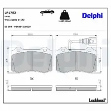 DELPHI fékbetétkészlet, tárcsafék LP1753 fékbetét