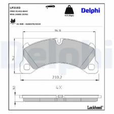 DELPHI fékbetétkészlet, tárcsafék LP3193 fékbetét