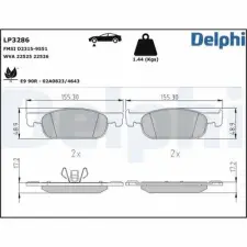 DELPHI fékbetétkészlet, tárcsafék LP3286 fékbetét