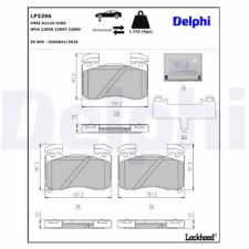 DELPHI fékbetétkészlet, tárcsafék LP3396 autóalkatrész
