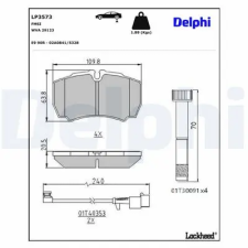DELPHI fékbetétkészlet, tárcsafék LP3573 fékbetét