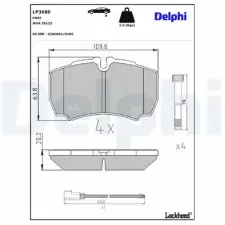 DELPHI fékbetétkészlet, tárcsafék LP3686 fékbetét