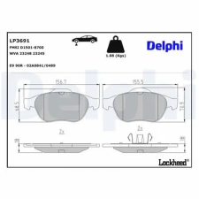 DELPHI fékbetétkészlet, tárcsafék LP3691 fékbetét