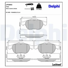 DELPHI fékbetétkészlet, tárcsafék LP3692 autóalkatrész