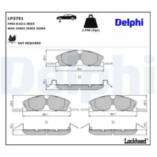 DELPHI fékbetétkészlet, tárcsafék LP3751 fékbetét
