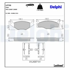 DELPHI fékbetétkészlet, tárcsafék LP756 autóalkatrész