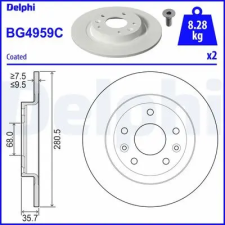 DELPHI féktárcsa BG4959C autóalkatrész