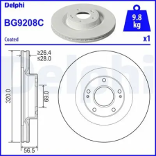 DELPHI féktárcsa BG9208C autóalkatrész