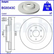 DELPHI féktárcsa BG9343C autóalkatrész