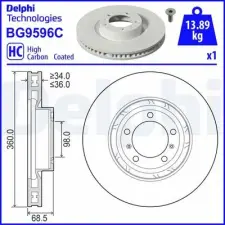 DELPHI féktárcsa BG9596C autóalkatrész