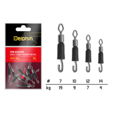 Delphin FDR Quicker Csavarodás mentes gyors forgókapocs / 10db - #12/7kg horgászkiegészítő