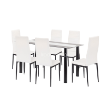  Denton 6+1 étkező garnitúra fehér-fekete bútor