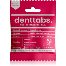 Denttabs Brush Teeth Tablets Kids without Fluoride fluoridmentes fogkrém tablettákban gyermekeknek Strawberry 125 db fogkrém