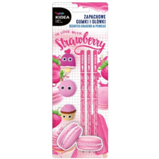 DERFORM Kidea grafit ceruza - 3 db-os - illatos radirral - Strawberry (ZAGOTKA) ceruza