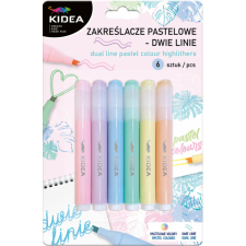 DERFORM Szövegkiemelő, 6 db/csomag, dupla vonalú heggyel, Kidea, pasztell filctoll, marker