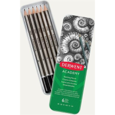 Derwent Grafitceruza készlet, fém doboz, hatszögletű,  "Academy", 6 különböző keménység ceruza