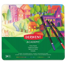 Derwent Színes ceruza készlet, fém doboz, "Academy", 24 különböző szín színes ceruza