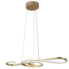  Design LED csillár (18W), arany színű - meleg fehér, violinkulcs alakú világítás