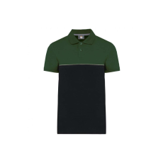 Designed To Work WK210 kétszinű, környezetbarát rövid ujjú galléros póló Designed To Work, Black/Forest Green-XS