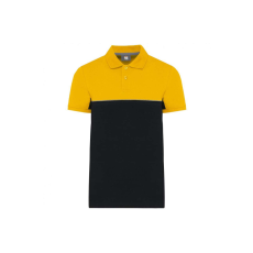 Designed To Work WK210 kétszinű, környezetbarát rövid ujjú galléros póló Designed To Work, Black/Yellow-XL
