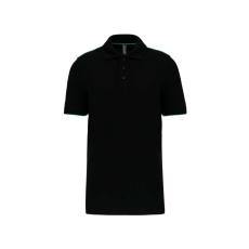 Designed To Work WK270 rövid ujjú férfi galléros póló, kontrasztos diszítésekkel Designed To Work, Black/Kelly Green-2XL