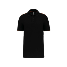 Designed To Work WK270 rövid ujjú férfi galléros póló, kontrasztos diszítésekkel Designed To Work, Black/Orange-L