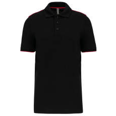Designed To Work WK270 rövid ujjú férfi galléros póló, kontrasztos diszítésekkel Designed To Work, Black/Red-L