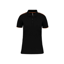 Designed To Work WK271 rövid ujjú Női galléros póló, kontrasztos diszítésekkel Designed To Work, Black/Orange-XL női póló