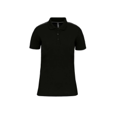 Designed To Work WK271 rövid ujjú Női galléros póló, kontrasztos diszítésekkel Designed To Work, Black/Silver-XL