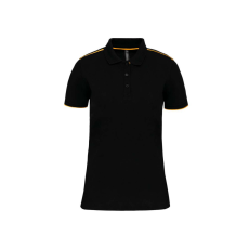 Designed To Work WK271 rövid ujjú Női galléros póló, kontrasztos diszítésekkel Designed To Work, Black/Yellow-M
