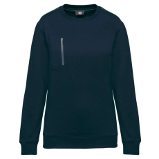 Designed To Work WK403 mellzsebes környakas unisex pulóver, kontrasztos díszítéssel Designed To Work, Navy/Silver-4XL