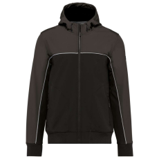 Designed To Work WK450 kétszínű három rétegű, kapucnis softshell dzseki Designed To Work, Black/Dark Grey-S