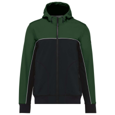 Designed To Work WK450 kétszínű három rétegű, kapucnis softshell dzseki Designed To Work, Black/Forest Green-3XL
