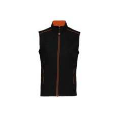 Designed To Work WK6148 férfi mellény három zsebbel és kontrasztos díszítésekkel Designed To Work, Black/Orange-S