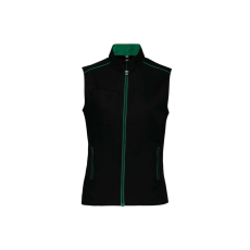 Designed To Work WK6149 Női mellény három zsebbel és kontrasztos díszítésekkel Designed To Work, Black/Kelly Green-L