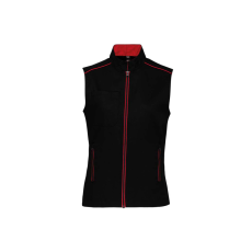 Designed To Work WK6149 Női mellény három zsebbel és kontrasztos díszítésekkel Designed To Work, Black/Red-XS