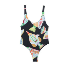 Desigual Coral fekete, mintás női fürdőruha – M