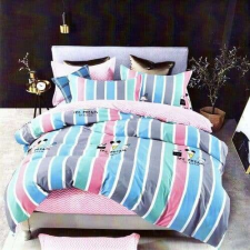 Devi Fashions csíkos ágynemű kék rózsaszín 7 részes lakástextília