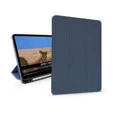 Devia Apple iPad 10.2 (2019/2020/2021) tablet tok (Smart Case) on/off funkcióval, Apple Pencil tartóval, mágneses töltővel - Devia Leather Case With Pencil Slot - sötétkék tablet tok