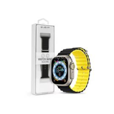 Devia APPLE WATCH SZILIKON SPORT SZÍJ - DELUXE SERIES SPORT6 SILICONE TWO-TONE WATCH BAND - 38/40/41 MM (fekete-sárga) (ST381607) okosóra kellék