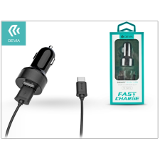 Devia Devia Dual szivargyújtós töltő adapter + USB Type-C kábel 1 m-es vezetékkel - Devia Smart Dual USB Fast Charge for Type-C - 5V/2,4A - black audió/videó kellék, kábel és adapter