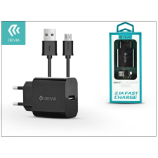 Devia Devia Smart USB hálózati töltő adapter + micro USB kábel 1 m-es vezetékkel - Devia Smart USB Fast Charge for Android - 5V/2,1A - black audió/videó kellék, kábel és adapter