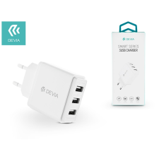 Devia Devia univerzális USB hálózati töltő adapter 3 x USB - 5V/3,4A - Devia Smart Series 3 USB Charger - white tablet kellék