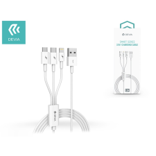 Devia Devia USB töltő- és adatkábel 1,2 m-es vezetékkel - Devia Smart Series 3in1 for Lightning/Android/Type-C - 2A - white (ST329975) kábel és adapter