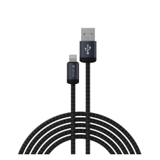 Devia GRACIOUS adatkábel USB - lightning, cipőfűző, FEKETE kábel és adapter